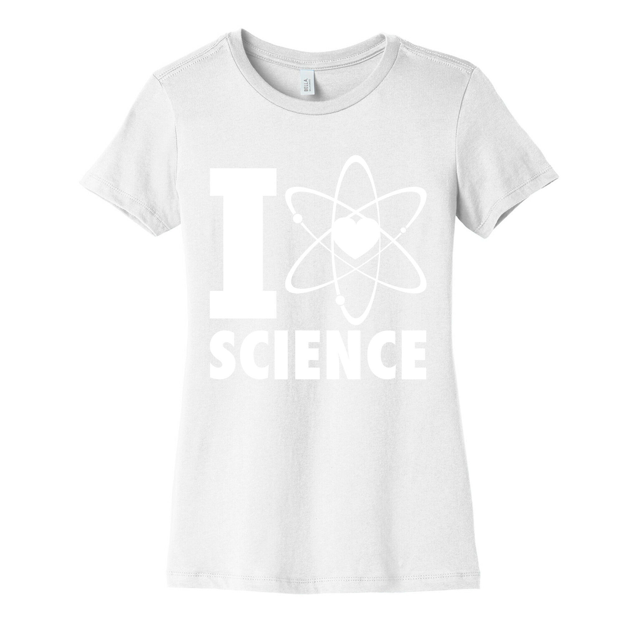 I Love Science (Atom Heart) (White Ink) Women's Cotton Tee